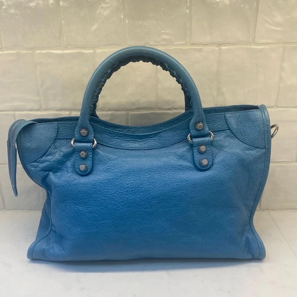Balenciaga Agneau Classic Hardware City Bag in Aquamarine - Picture 4 of 12